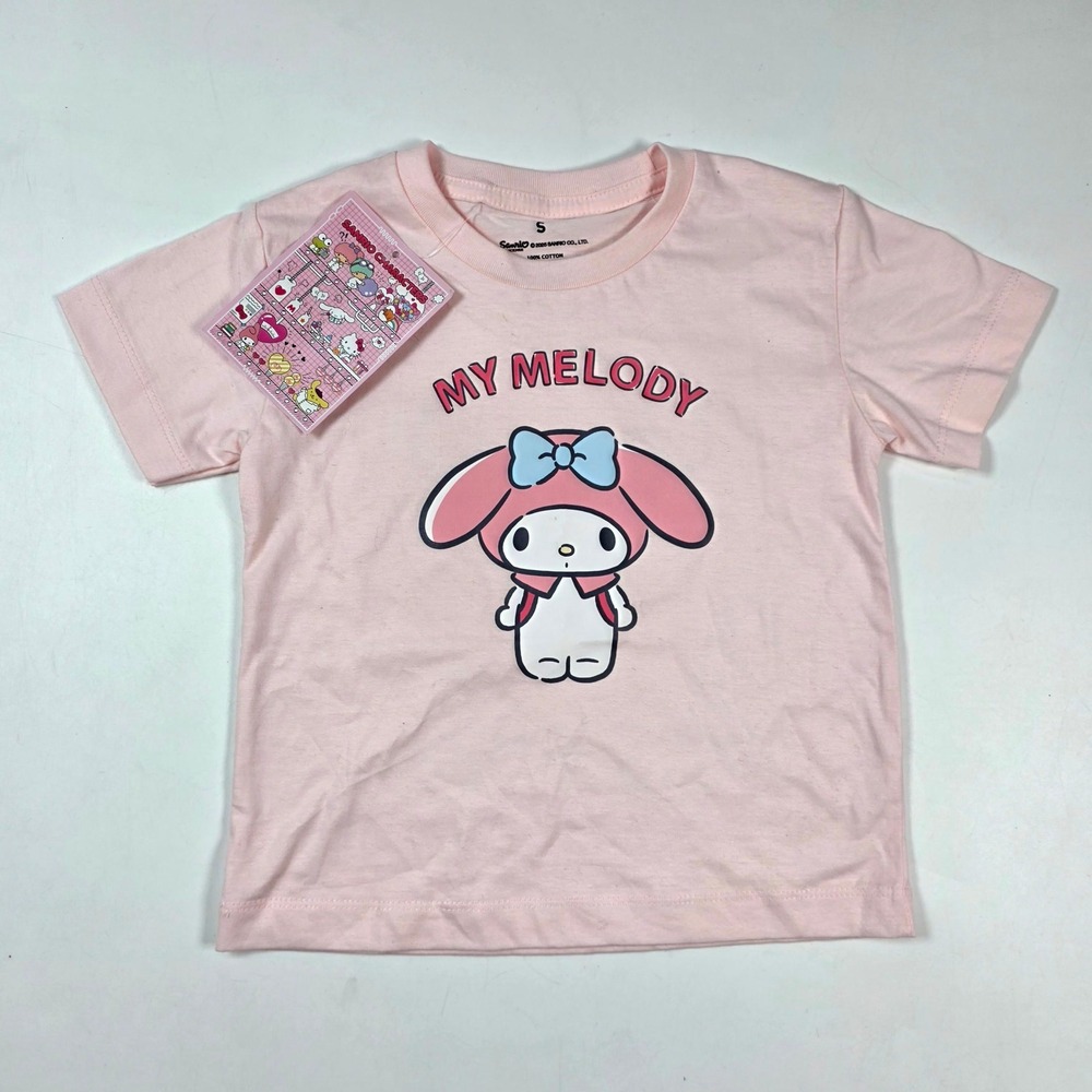 Sanrio My Melody T-Shirt Kids Size XS Light Pink Graphic Tee Backpack Goldwood